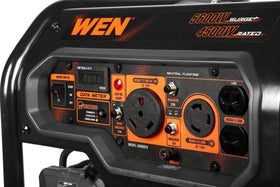 WEN GN5602X fuel tank and dial readouts for long runtime and reliable fuel planning.