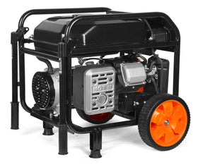 WEN GN5602X wheel and handle assist transport across uneven terrain.