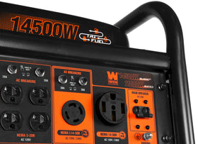 WEN TF1450 electric start key and recoil backup for quick power.