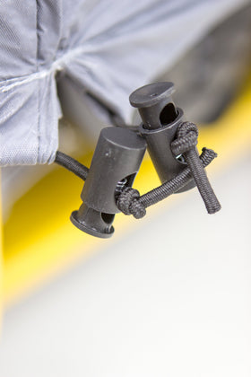 WEN cover side with drawstring secures snug fit against wind and weather.