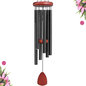 WENANA large wind chimes outdoors in black 36in for garden ambience.