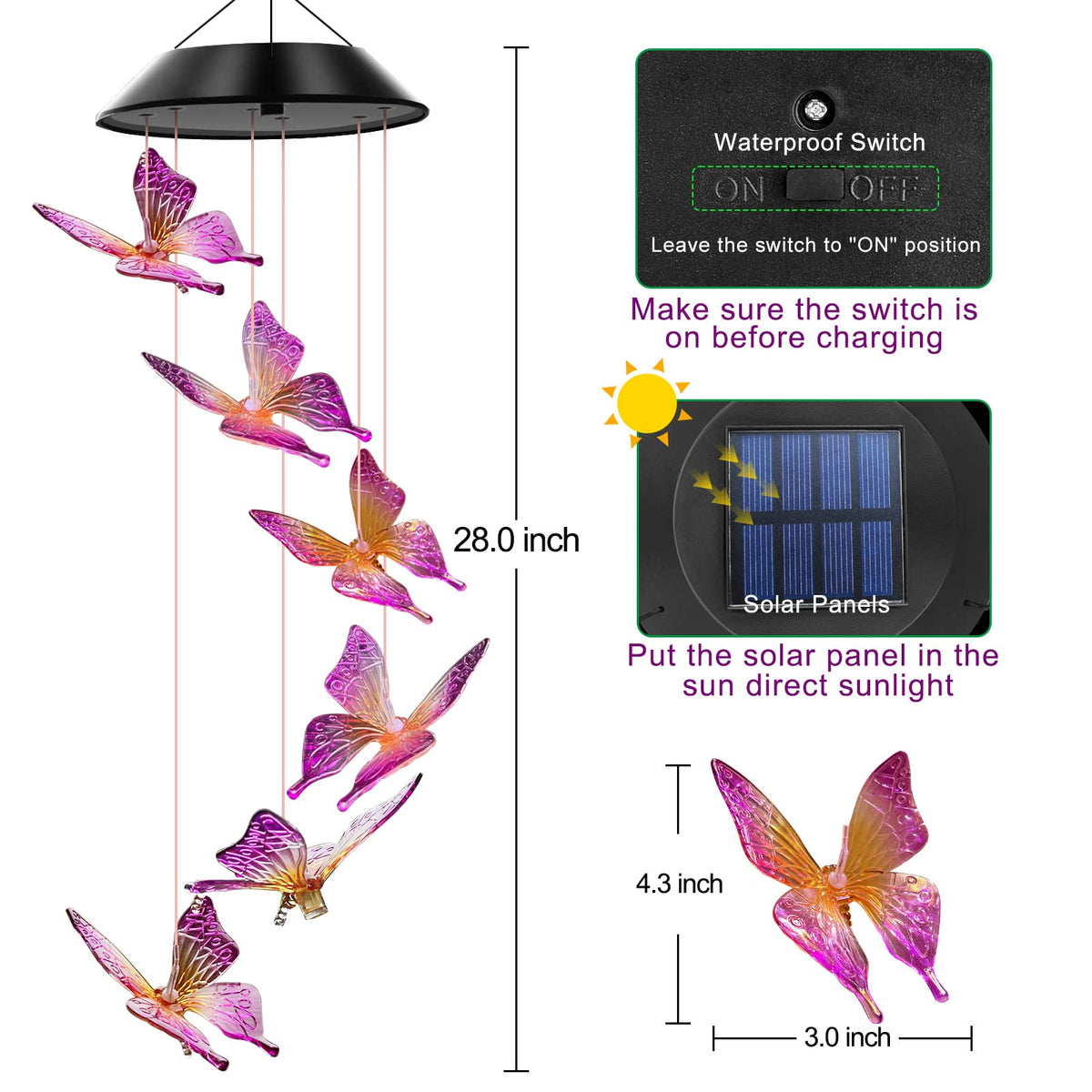 WENANA color-changing wind chimes glow through the night, creating dynamic garden ambiance.