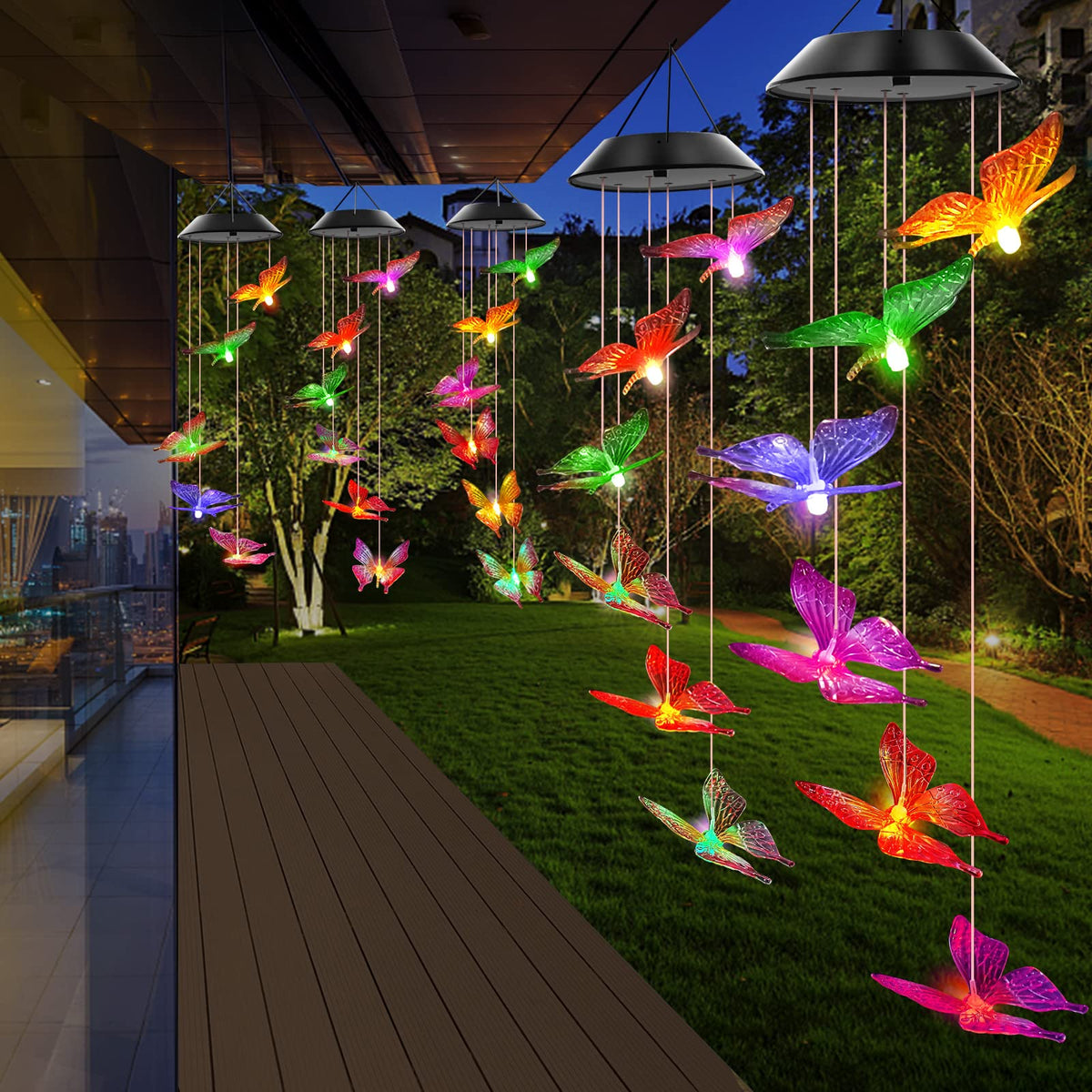 WENANA patio wind chimes brighten entryways with colorful light and motion.