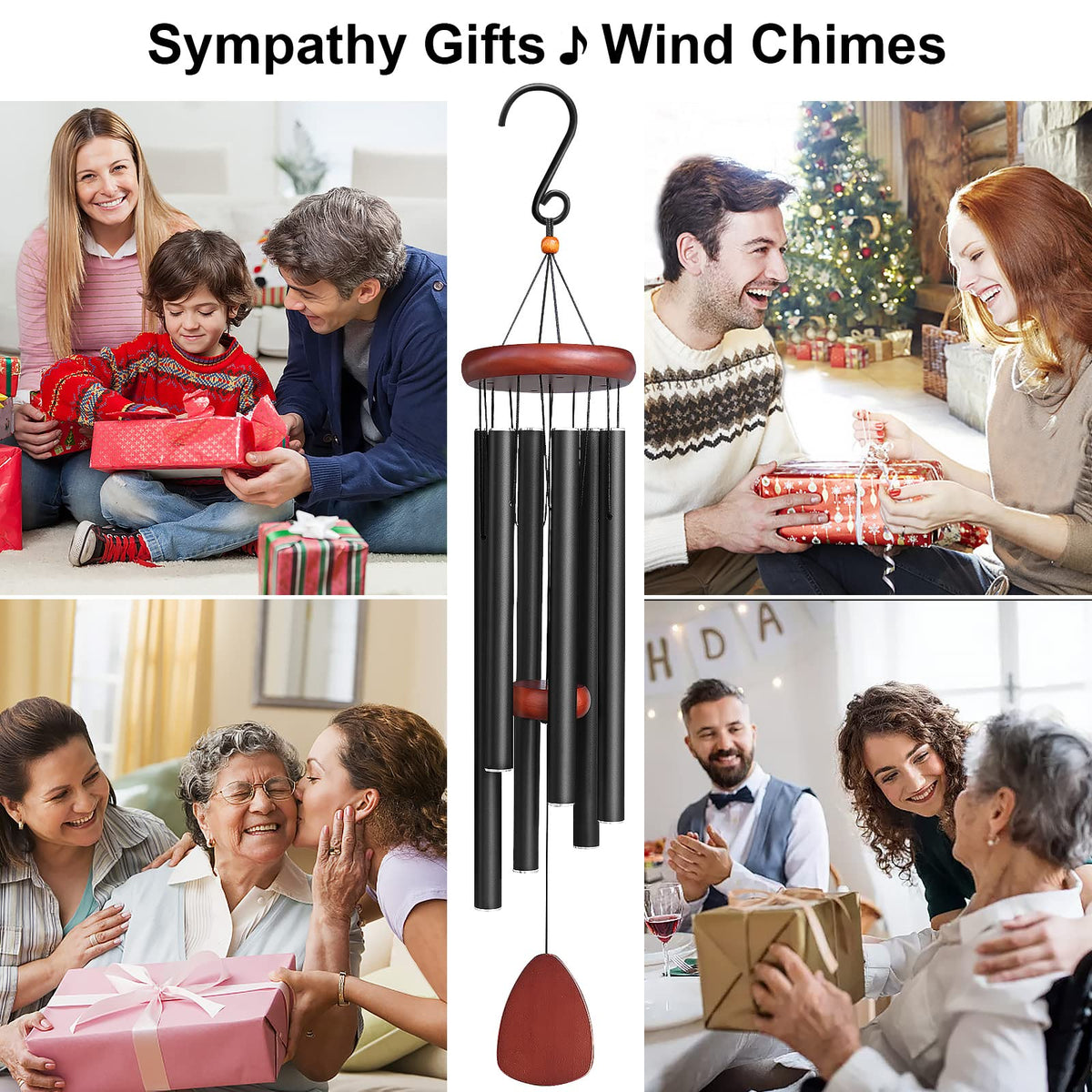 WENANA gift-ready packaging with black decor wind chime.