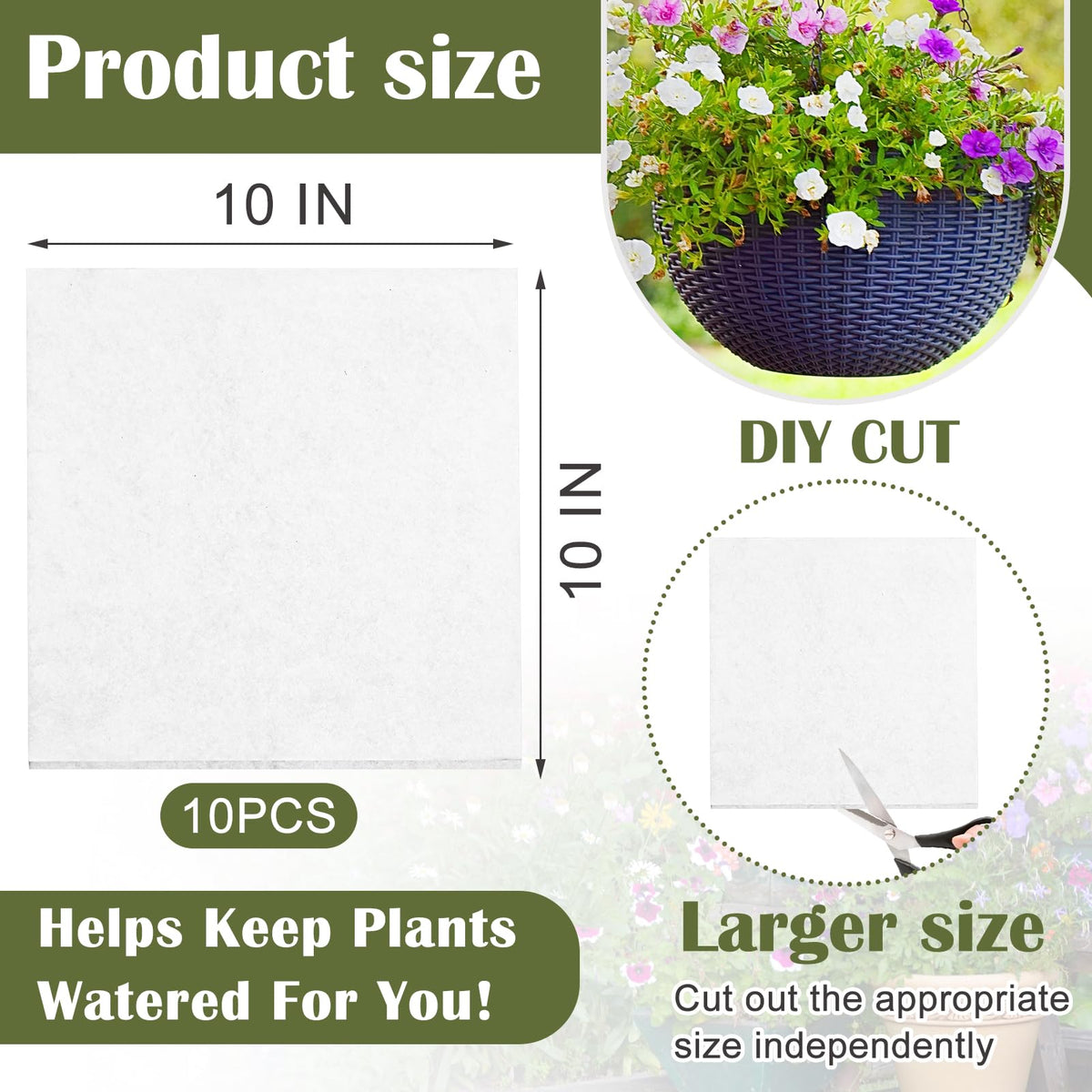 Wenfan absorbent coconut liner mat absorbs water to reduce watering.