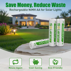 WENJOOP easy charging in solar lights or NiMH charger