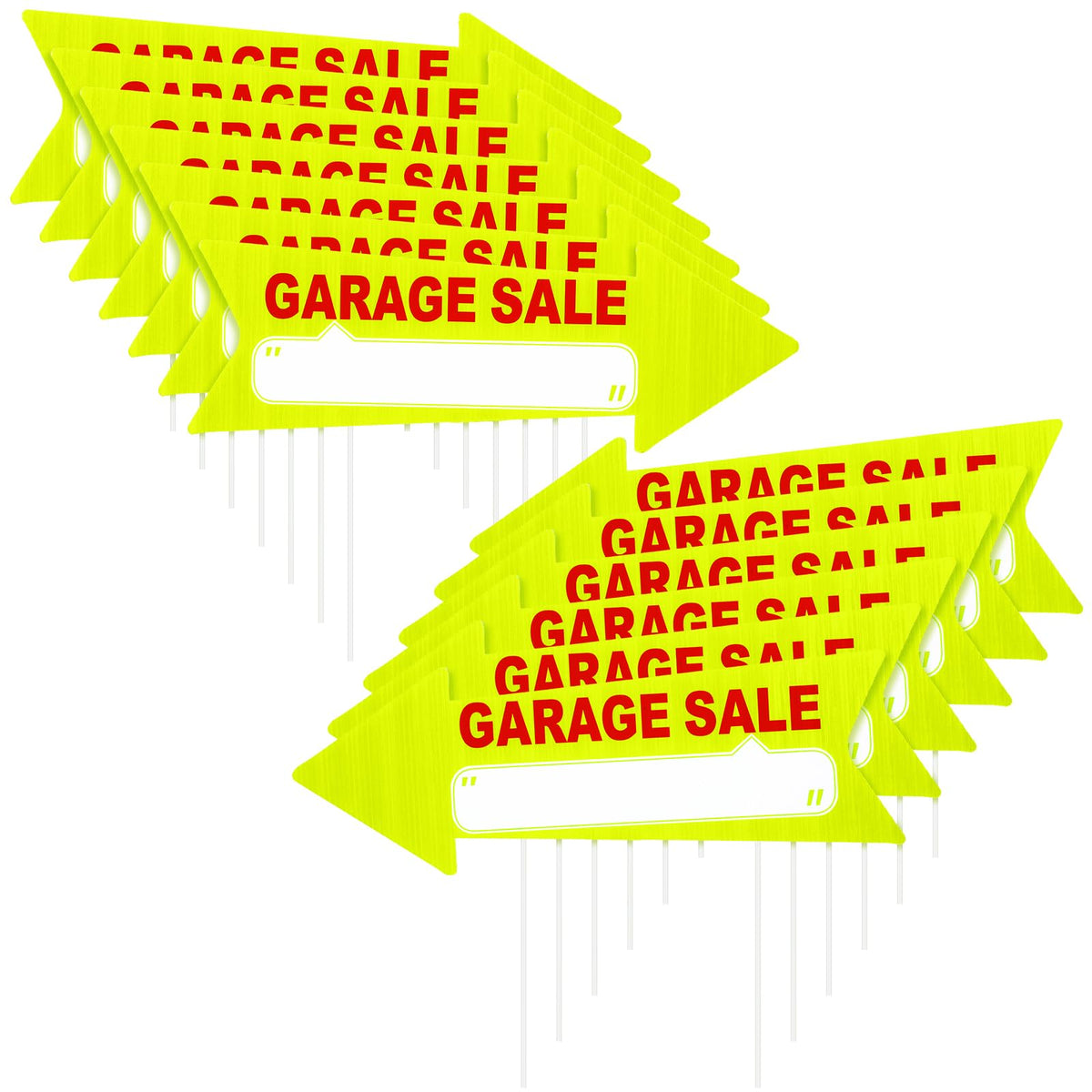 Wenqik garage sale signs with double-sided neon arrows guide buyers from multiple angles.