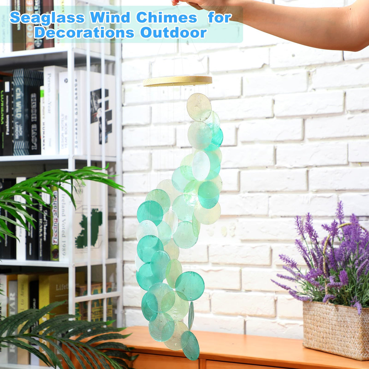 Wenqik sea glass wind chime on balcony creates gentle ambient sound