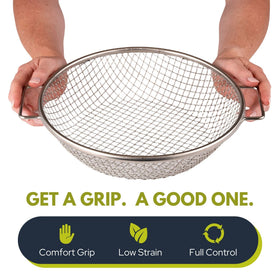 Wenses round sifter with side handles provides comfortable grip during shaking.