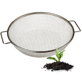 Wenses round soil sifter on a 5-gallon bucket for quick soil screening.