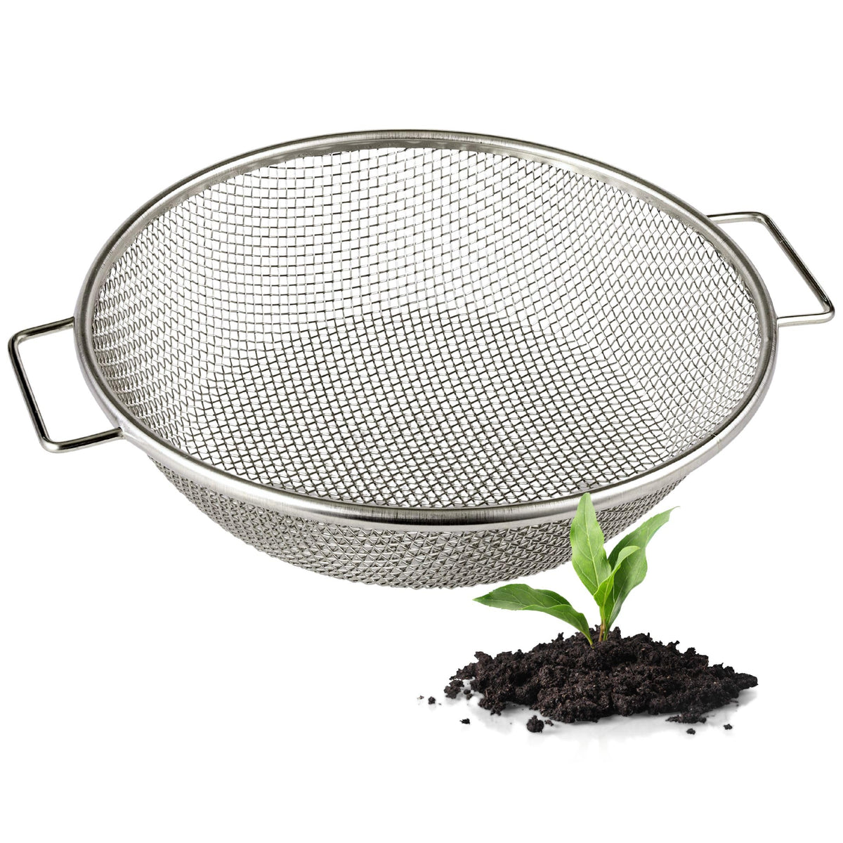 Wenses Round Soil Sifter on a 5-gallon bucket for clean debris separation.
