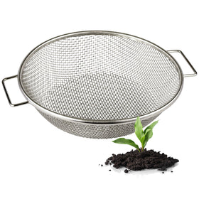 Wenses Round Soil Sifter on a 5-gallon bucket for clean debris separation.