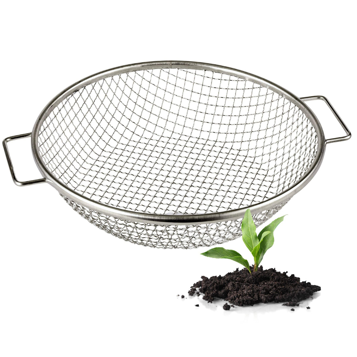 Wenses round soil sifter on a standard 5-gallon bucket for easy screening.