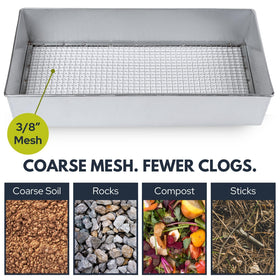 Wenses sifter mesh close-up showing sturdy 3-8 inch mesh construction.