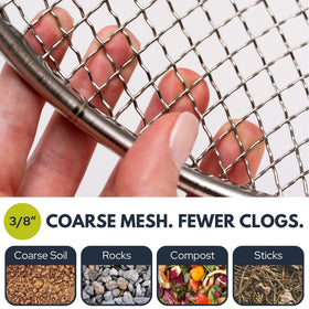 Wenses sifter on-bucket fit keeps debris contained while you work.