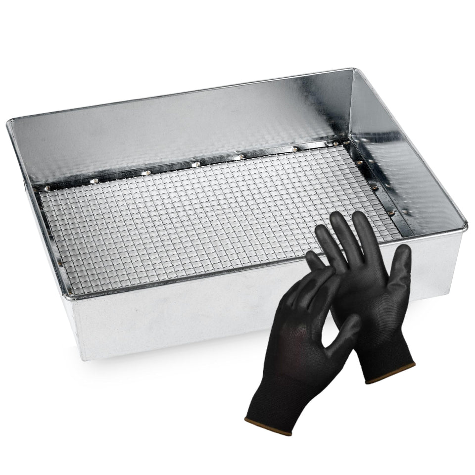 Wenses trapping soil sifter shown in 12x10 inch size for precise soil separation.