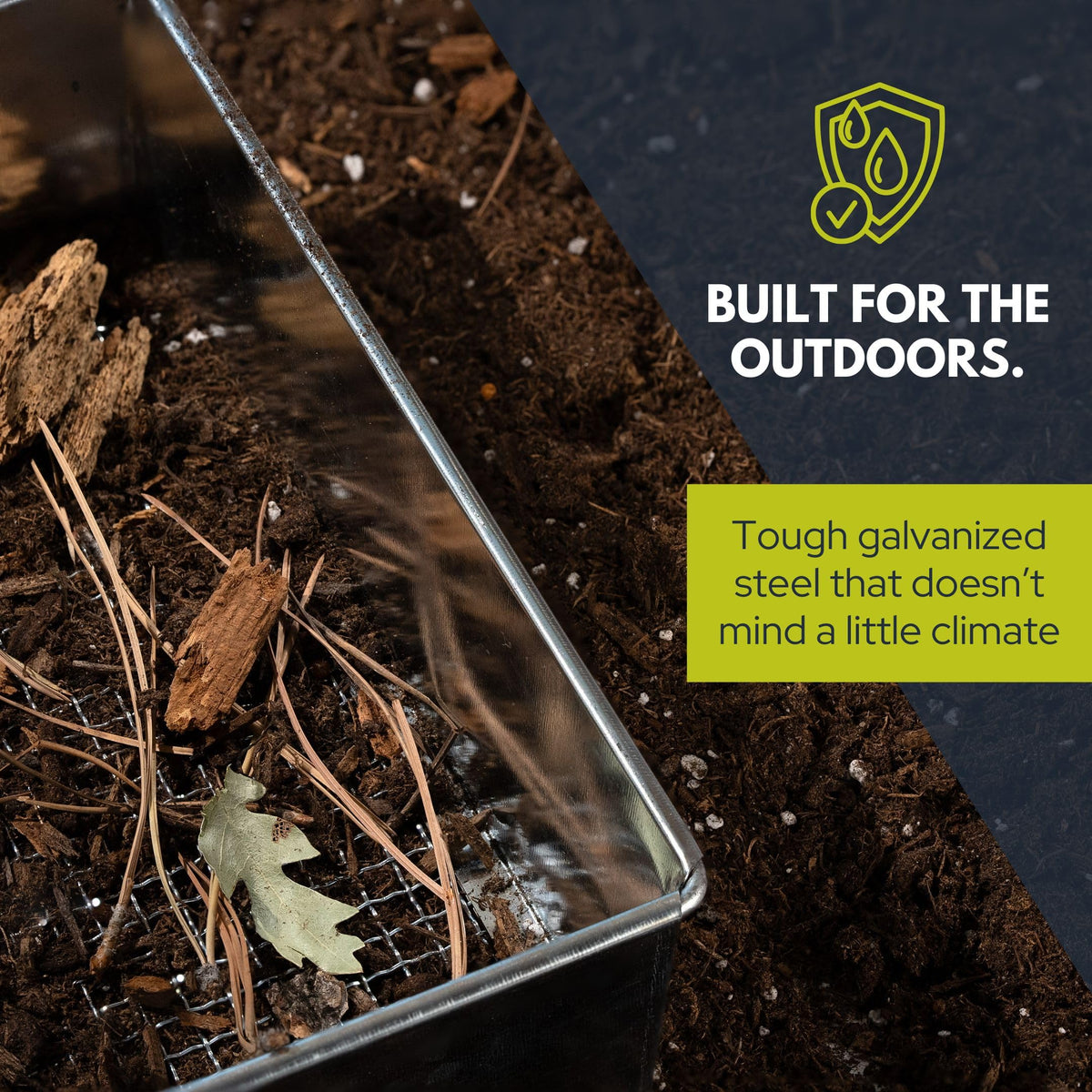Wenses trapping soil sifter built from galvanized steel resists rust during outdoor use.