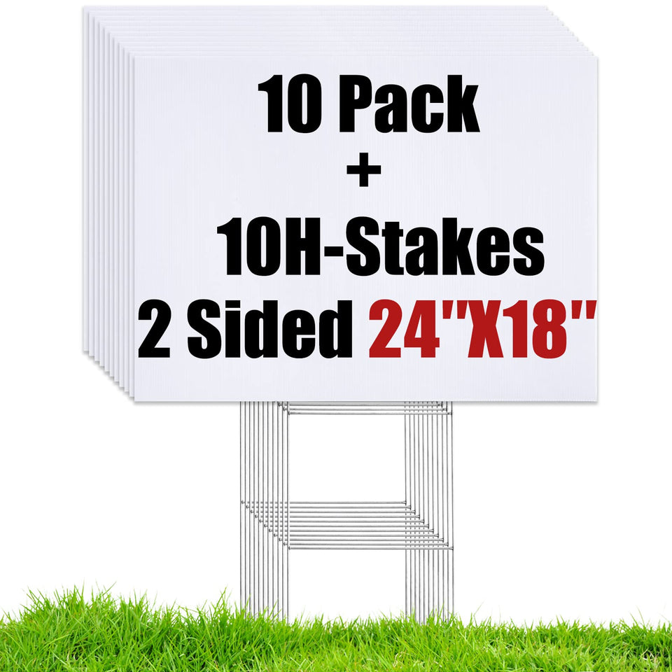 WENWELL 18x24 yard sign in white corrugated plastic for clear outdoor messaging.