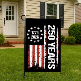 WENWELL 250 Years Anniversary flag back view showing identical graphics for from-any-angle visibility