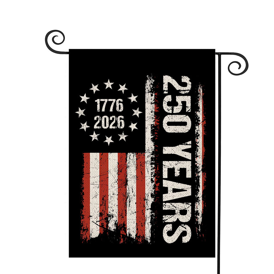 WENWELL 250 Years Anniversary flag front view highlights bold 1776-2026 design for outdoor display