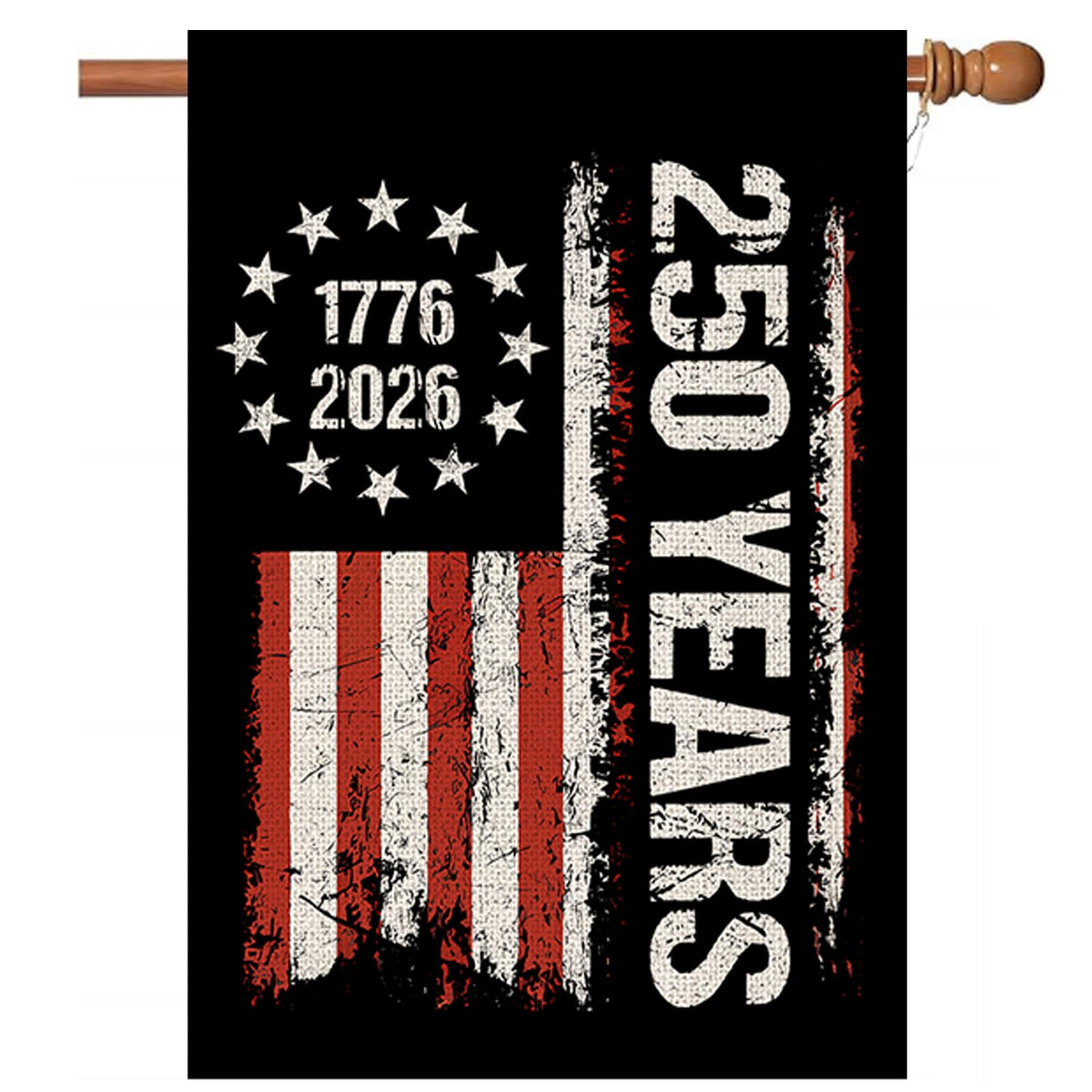 WENWELL 250-Years Anniversary Flag front view enhances patriotic yard display.