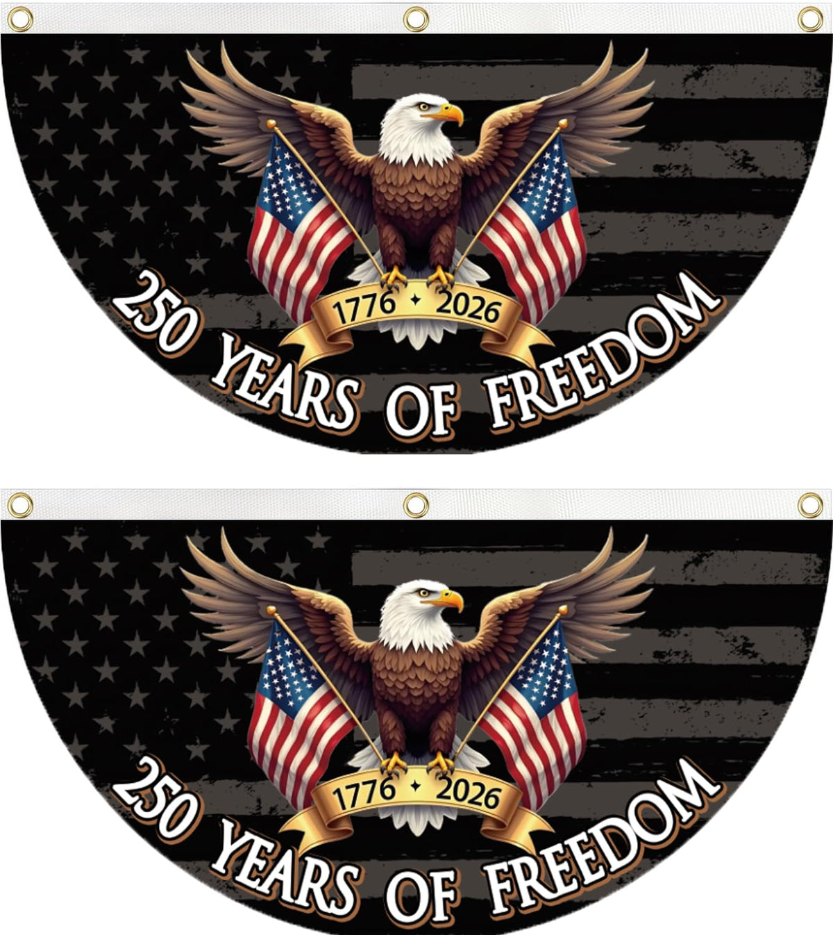 WENWELL bald eagle dual flags banner for outdoor porch display of 250th anniversary.