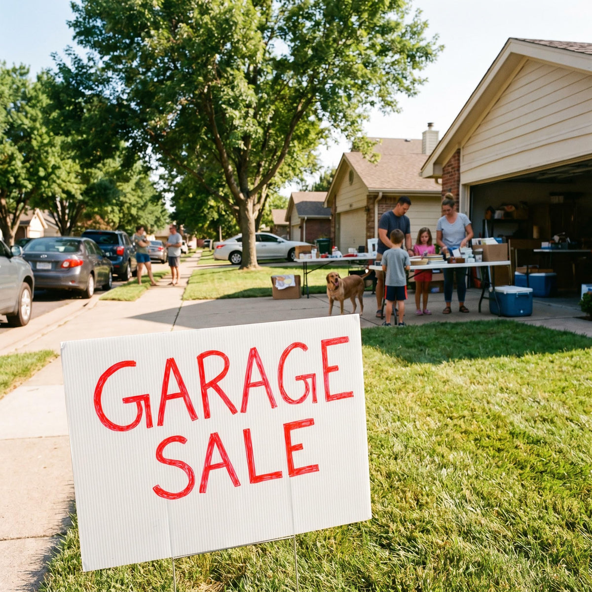 WenWELL garage sale yard sign application for clear event notices.