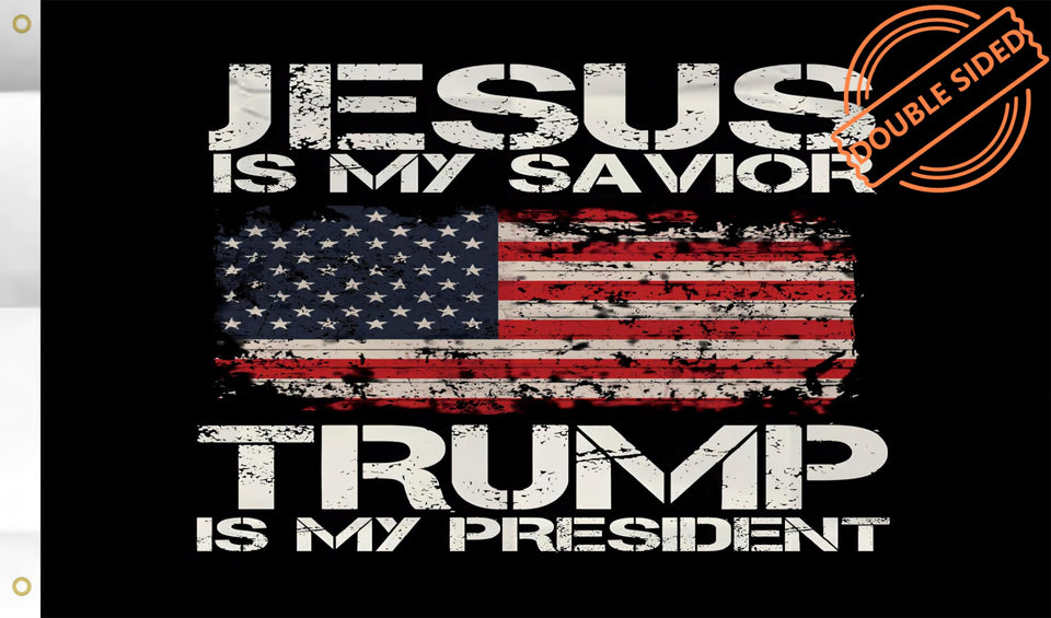 WENWELL Jesus is My Savior Trump is My President flag double-sided for visibility from both sides.