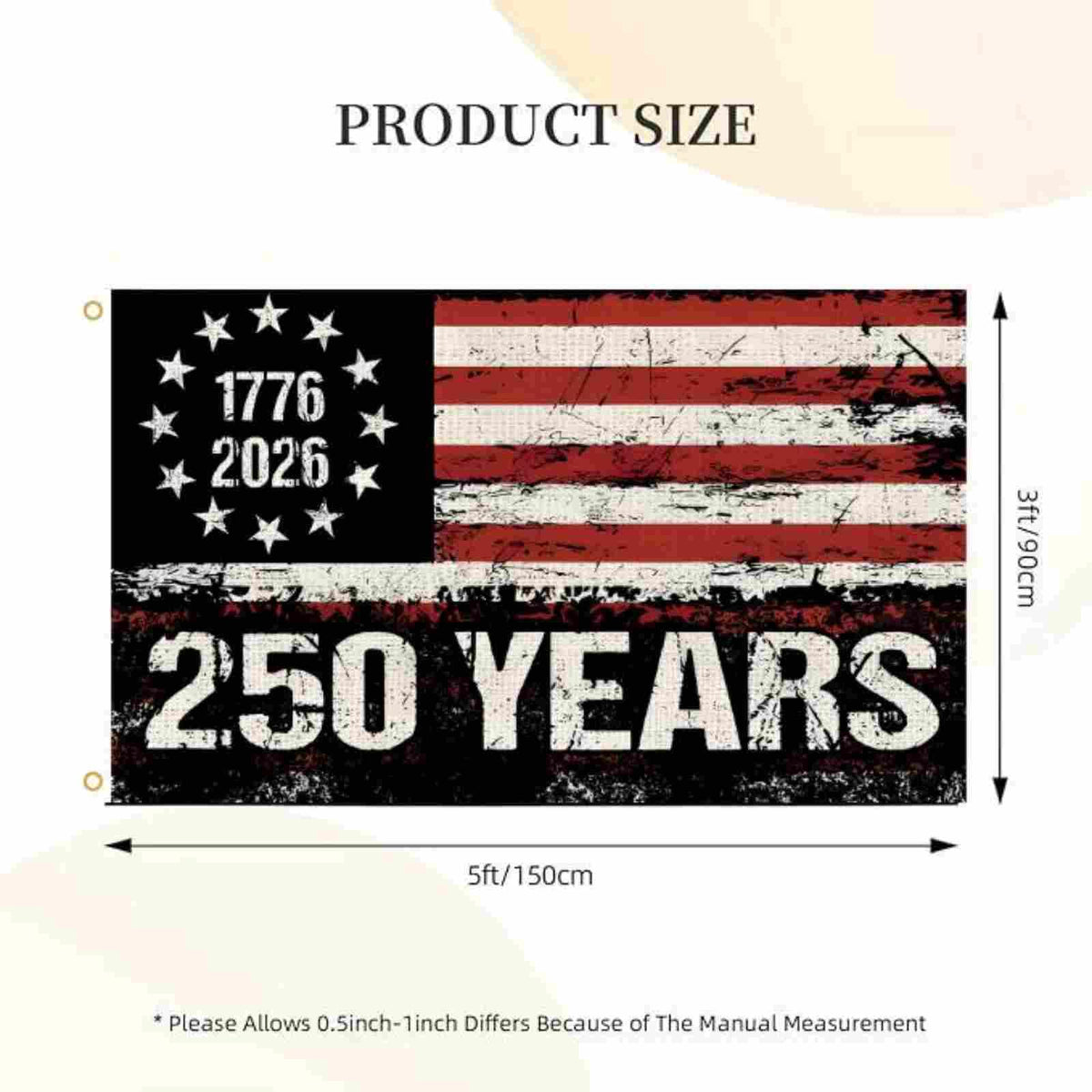 WENWELL patriotic banner 1776-2026 with distressed styling for festive decor