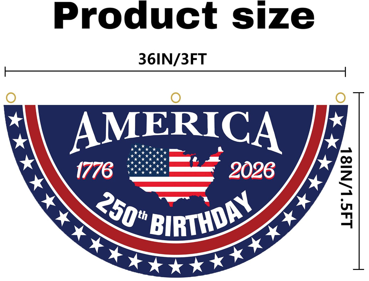 WENWELL patriotic bunting two-pack with brass grommets for quick setup