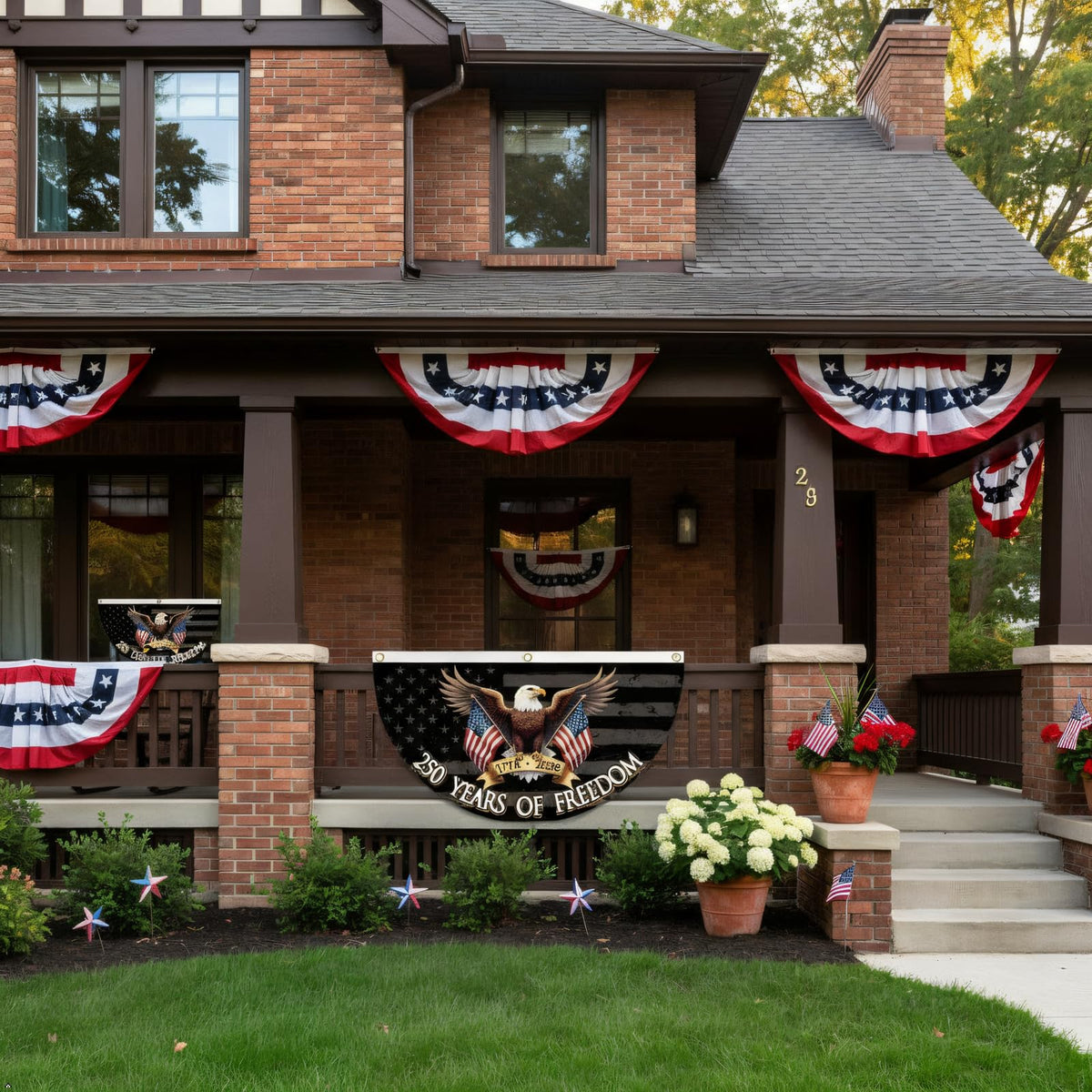 WENWELL patriotic porch display with bold imagery for seasonal decoration.