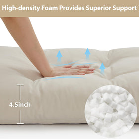 WEOAVRY bench cushion with non-slip bottom stays in place on indoor furniture