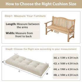 WEOAVRY porch bench setup with beige cushion for outdoor lounging
