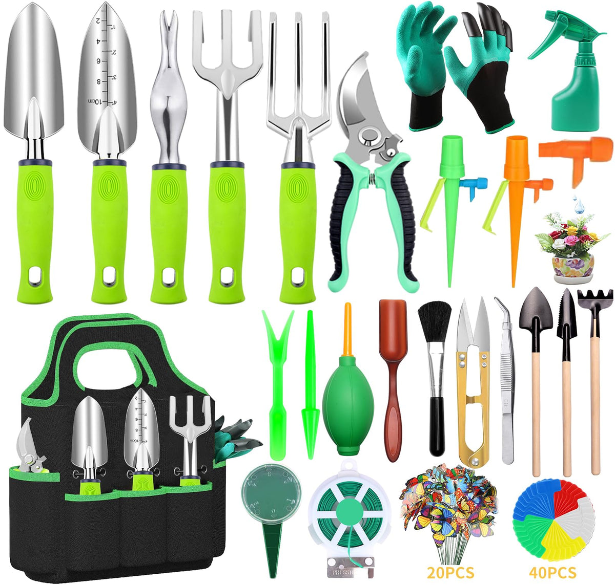 WEPSEN 84-piece garden tools set with bag for organized outdoor gardening