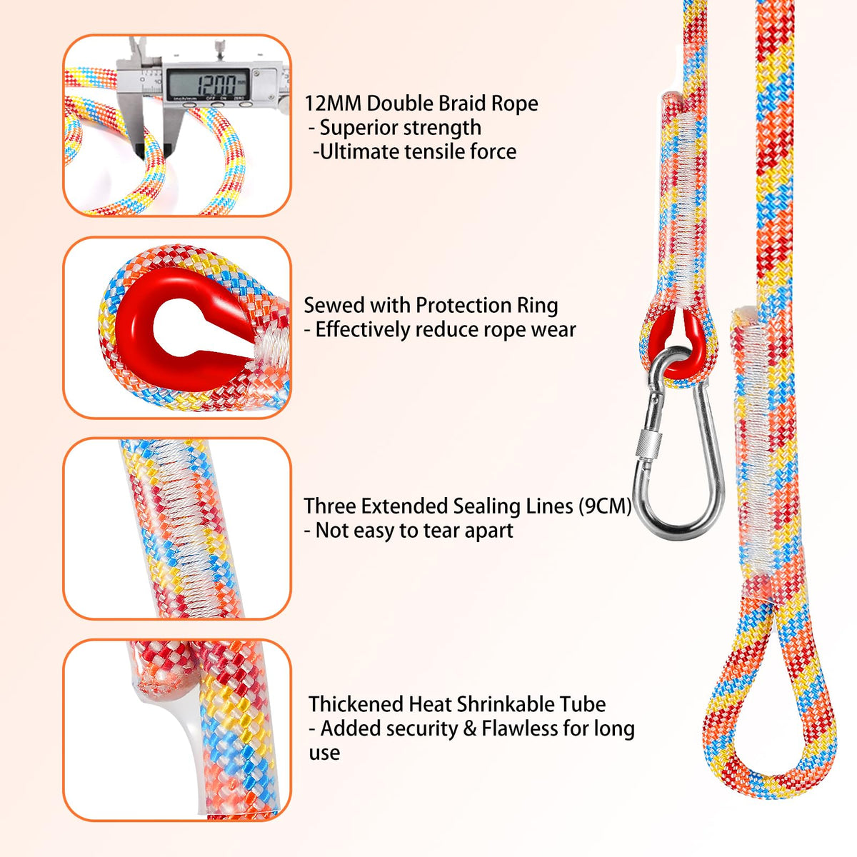 Werfeito 4.7-inch carabiners with screw locks enhance safety.