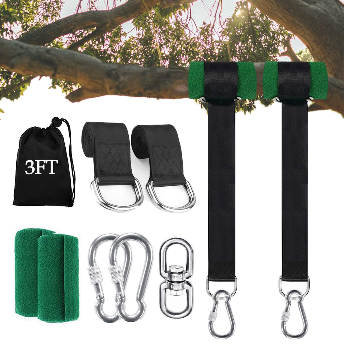 Werfeito tree swing straps around-tree secure hang for backyard fun.