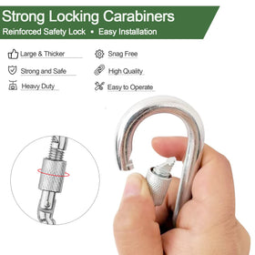 Werflyto large screw-lock carabiners safeguard the straps during swings