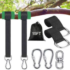 Werflyto Safe Tree Swing Straps wrapped around a tree for secure mounting