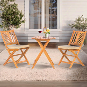 Werph 3-piece acacia patio set with foldable table, ideal for compact balconies.