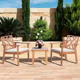 Werph 3-piece outdoor set with wooden conversation layout for cozy porch lounging.