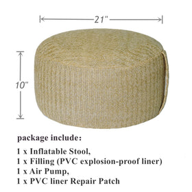 weruisi inflatable ottoman outdoor view with natural color and weather-ready fabric