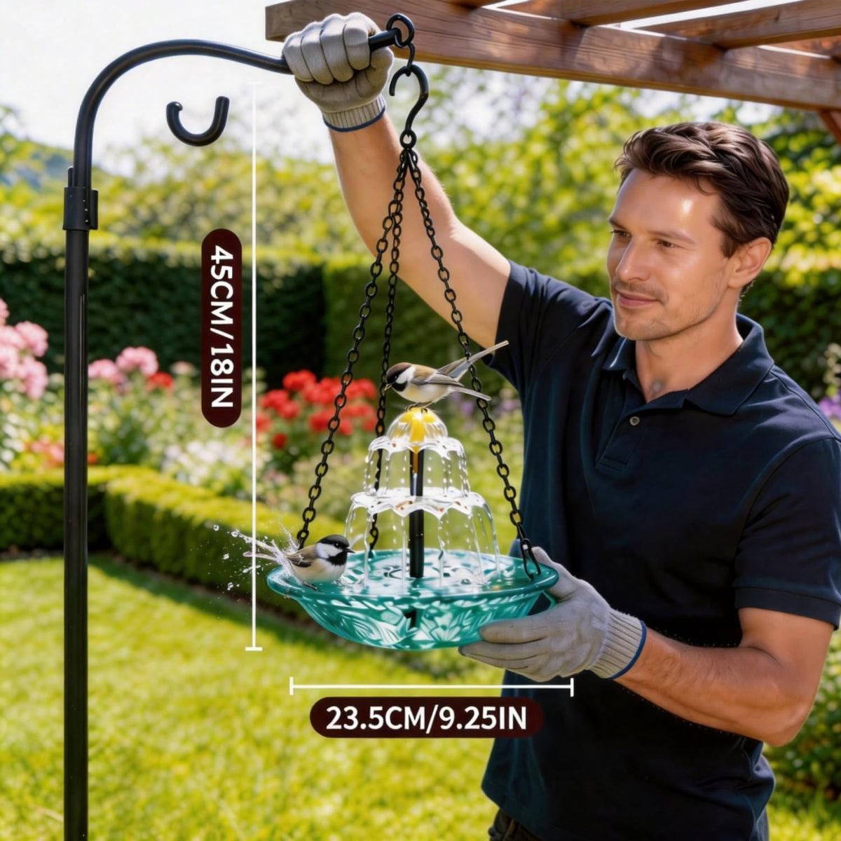 WesGen blue outdoor setting highlights garden ambience and bird visits on sunny days.