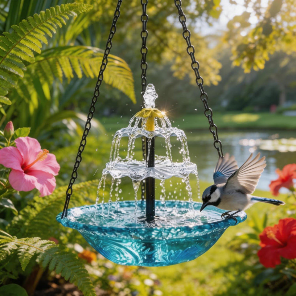 WesGen Solar Cascade pump in action powering a quiet solar fountain.