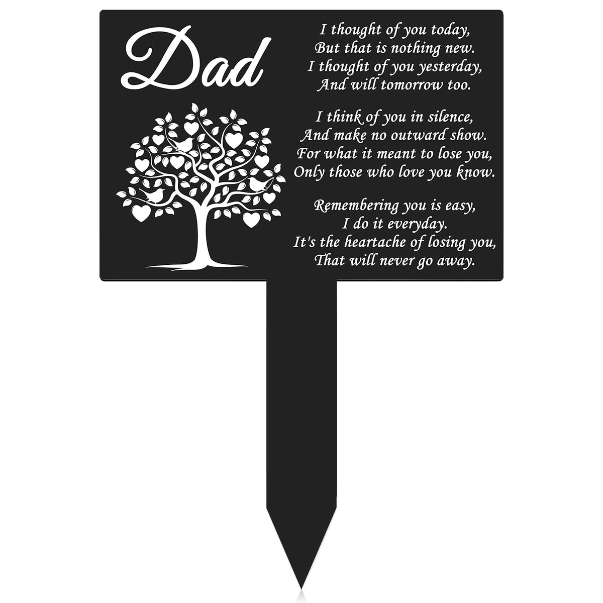 Wesiti Dad memorial stake, front view, a durable outdoor grave marker.