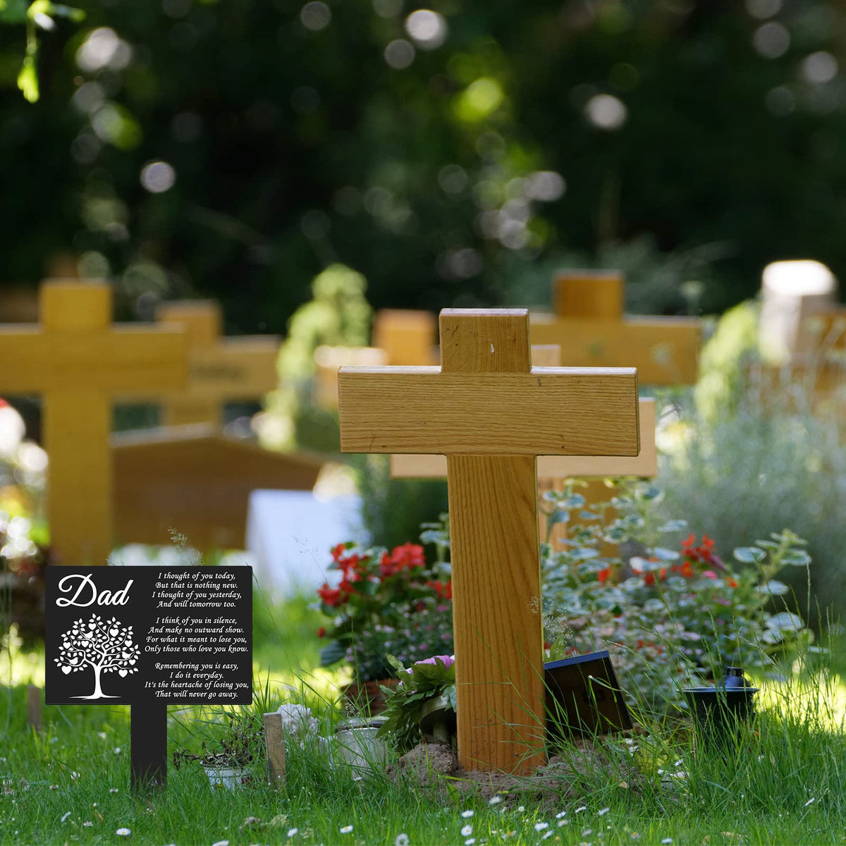 Wesiti Dad memorial stake packaging, ready for garden and graveside use.