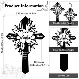 Wesiti memorial plaque stake with hollow flower design for cemetery decor.