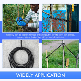 Wesiti easy-cut tree tie being trimmed to fit a stake