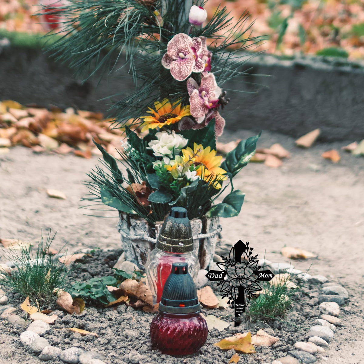 Wesiti galvanized iron stake, rust-resistant and sturdy for outdoor memorials.
