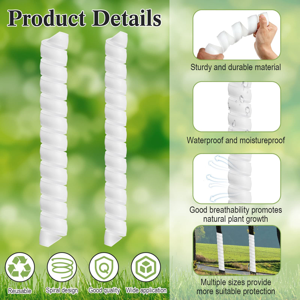 Wesiti PP plastic bark guard waterproof protects bark from rain and damage.