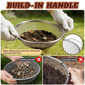West Bay 6mm mesh sifter helps coarse debris removal before fine soil shaping